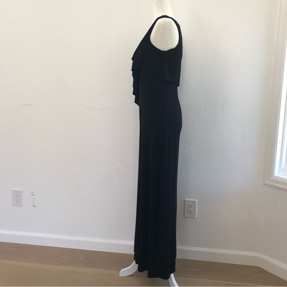 ⭐️Calvin Klein⭐️Black 54" Long Maxi Sleeveless Ruched Beach Evening Dress Size 6 - Picture 5 of 16